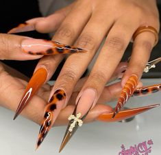 Bugs Bunny Valentine Nails, Fall Nail Brown, Brown Nail Set, Afro Nails, Nails With Brown, Acrylic Nails Fall, Stiletto Press On Nails, Fake Acrylic Nails, Stilleto Nails Designs