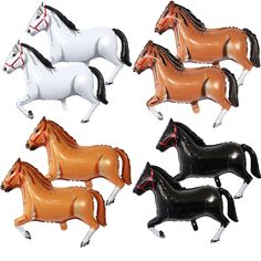 PRICES MAY VARY. Giant Size: 31 inch horse balloons with four different styles,2 pieces per design,Pack of 8 (uninflated) + 1pcs Straw +1pcs 33 foot Ribbon Roll Unique Horse Pattern: high quality aluminum foil,Unique horse balloons can be supported air long time lasting. And They are reusable and sturdy enough and not easy to pop. You can add them to animal horse theme party decorations ,Best Western Cowgirl Cowboy Theme Parties Birthday Parties Decorations., let boys and girls step into wild wo Birthday Party Decorations Balloons, Horse Theme Birthday Party, Horse Balloons, Party Decorations Balloons, Decorations Balloons, Cowboy Horse, Theme Birthday Party, Western Cowboy, Birthday Party Decorations