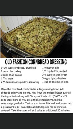 an old fashion cornbread dressing recipe