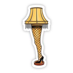 a lamp sticker with a woman's legs and high heeled shoes on it