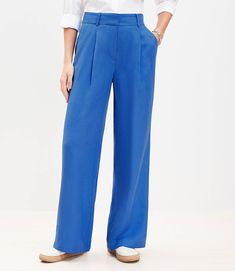 Petite Peyton Trouser Pants Summer Pleated Straight Leg Bottoms, Pleated Straight Leg Bottoms For Summer, Casual Blue Bottoms With Pleated Waist, Pleated Straight Leg Summer Pants, Summer Pleated Straight Leg Pants, Relaxed Fit Wide Leg Bottoms With Pleated Waist, Relaxed Fit Bottoms With Pleated Waist And Wide Leg, Spring Wide-leg Bottoms With Pressed Crease, Wide-leg Bottoms With Pressed Crease For Spring