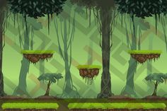 an image of a game scene with trees and plants in the background, including mossy ground