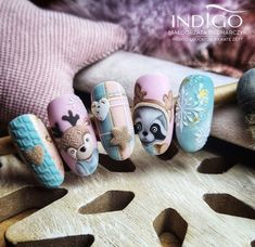 Nail Art Cartoon, Animals Nails, Winter Manicures, Fruit Nail Art, Bridal Nail Art, Winter Manicure