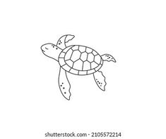 a sea turtle icon in line style on a white background with place for your text