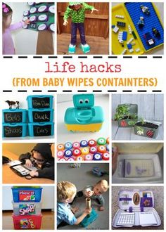 the collage shows different types of baby wipes and other things to do with them