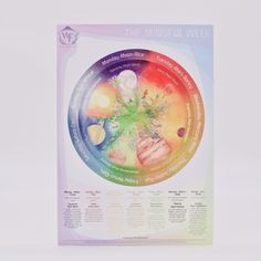 a poster on the ground with different types of flowers and planets in it's center