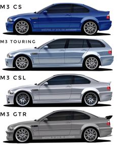 four different cars are shown in this diagram