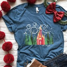 Disney Christmas Vacation, Disney Christmas Outfits, Christmas Castle, Disney Christmas Shirts, All Is Bright, All Is Calm, Very Merry Christmas Party, Matching Disney Shirts, Mickey Balloons