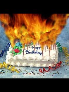 a birthday cake on fire with the words, lord jesus it's a fire