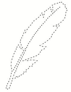 a black and white dotted line drawing of a feather