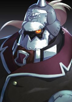 an animated image of a man in armor with red eyes and a helmet on his head