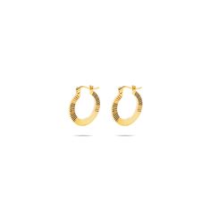 18k Gold-Plated Brass Diameter: 20mm Snap bar closure Classic Engraved Yellow Gold Earrings, Engraved Yellow Gold Hoop Jewelry, Yellow Gold Hoop Jewelry With Gold Clasp, Gold Bracelet, 18k Gold, Hoop Earrings, Plating, Brass, Bar