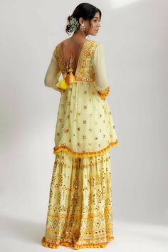 Peplum With Sharara, Gopi Vaid, Embroidered Sharara, Sharara Set, Dress Indian Style, Dress Indian, Pernia Pop Up Shop, Indian Style, Custom Tailoring