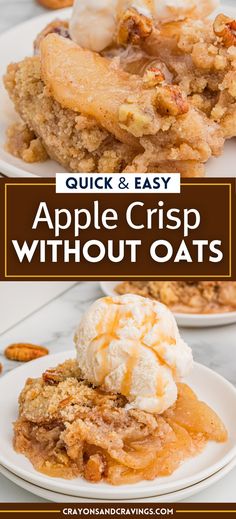 Easy Apple Crisp Without Oats Carmel Apple Crisp Easy, Apple Crisp Recipe Without Oats, Apple Crisp No Oats, Apple Crisp Without Oats, Quick Apple Dessert, Apple Crisp Topping, Apple Crumble Recipe, Easy Apple Crisp Recipe, Thanksgiving Side Dishes Easy