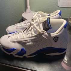 Jordan 14s Royal Blue/White Size 5y Jordan 14s, Jordan Blue, Shoes Jordan, Kids Jordans, Jordan Shoes, Kids Shoes, Royal Blue, Blue White, Jordan