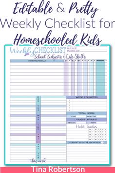 the printable checklist for homeschoole kids