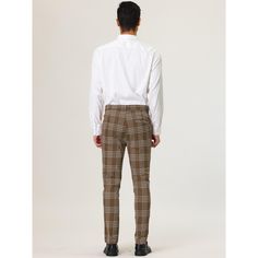 The classic dress pants feature the timeless plaid design, classic and always in trend. The slim-fitting tailoring shows the perfect leg shape, which will look better after wearing the pants. This pair of pants matches with leather shoes and a solid shirt at the top can make you a highlight in the crowd. Suitable for office, meeting, or dating in refined-fit plaid dress pants. Front Zipper Dress, Plaid Dress Pants, Slim Fit Dress Pants, Perfect Legs, Office Meeting, Checked Trousers, Business Pants, Business Checks, Slim Fit Chinos