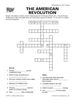 the american revolution crossword puzzle