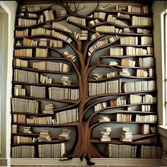 there is a tree with many books on it