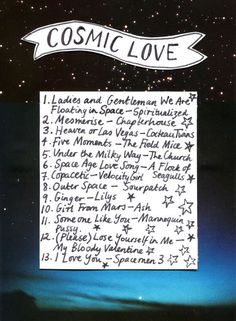 a postcard with the words cosmic love written on it