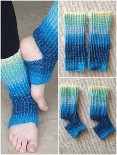 four photos showing different types of socks and feet