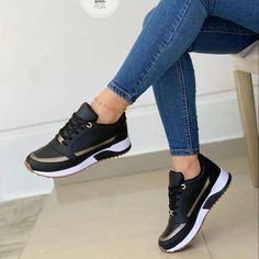 Shipping: Worldwide Express Shipping AvailableDelivery time: 7-15Days Fast ShippingReturns: Fast refund, 100% Money Back Guarantee. Orthopedic Shoes Stylish, Orthopedic Shoes, Casual Sneakers Women, Walking Sneakers, Black Shoes Women, Casual Lace, Lace Up Flat, Casual Look, Running Women