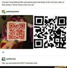 the qr code is being used to describe what it looks like on someone's facebook page