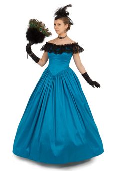 Be the center of attention at your next event donning this striking Victorian styled gown! Beautiful gown has a fitted slightly dropped waist bodice with a V-shaped waistline in the center front and back. Truly flattering! French Alencon re-embroidered lace is ruffled around the shoulder and neckline. Full skirt is gathered at the waist. Dry clean. Poly dupioni. Designed and made proudly by Recollections in America! Victorian Ball Gowns, Ball Gowns Vintage, Victorian Ball, Victorian Gown, Carnival Dress, Lace Ball Gowns, Taffeta Dress, Victorian Clothing, Beautiful Gowns