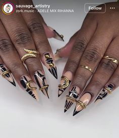 Hip Hop Nails, Dope Jewelry Accessories, Pretty Nail Polish, Geometric Nail Art, Diva Nails, Stiletto Nails Designs, Nail Polish Art, Nail Candy, Dope Nail Designs