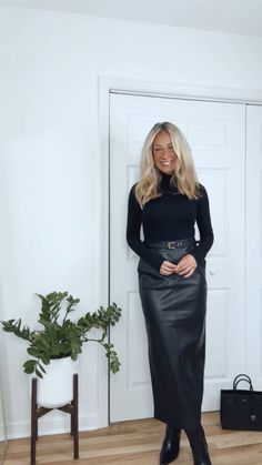 Body Contour High Compression Mock … curated on LTK Long Leather Skirt Outfit Winter, Black Leather Midi Skirt Outfit, Midi Leather Skirt Outfit, Black Leather Skirt Outfits, Leather Midi Skirt Outfit, Leather Skirt Outfit Winter, Faux Leather Skirt Outfit