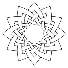 an intricate design in black and white, with the center surrounded by intertwined lines