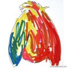 a drawing of an egg with colored lines on it