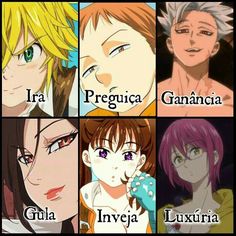 anime characters with different facial expressions and their names in spanish, english, and french