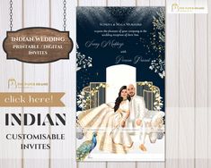 this Indian Engagement invitation & indian wedding card design as indian wedding invites is designed to welcome your dear and near one for their gracious presence with elegance & royalty  we can customise more like this for you - to get your own invite customised - message us !  We will be doing it for you !  This is a digital download and no physical  product will be shipped  HOW IT WORKS ?  STEP 1 > add this product to your cart and complete your purchase . STEP 2 > once your order is successf Indian Ring Ceremony, Reception Invites, Engagement Invite, Indian Invitations, Indian Ring, Wedding Card Design Indian, Indian Reception, Indian Engagement, Hindu Wedding Cards