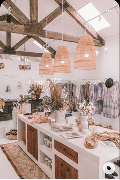 a room filled with lots of different types of items on top of a white counter