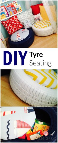 there are two pictures with different types of shoes on them and the words diy tyre seating