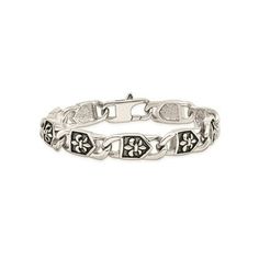 Consider this stylish mens bracelet for someone special. Measuring 8.75 inches in length, this modern and masculine piece is crafted from durable polished and antiqued stainless steel and features Fleur De Lis links. The perfect way to surprise him! This steel bracelet weighs 36.00 grams. Mens Stainless Stee Antiqued Fleur De Lis Bracelet Bracelet (8.75 Inches) Size: one size.  Color: White.  Gender: male.  Age Group: adult. Men's Bracelet, Steel Bracelet, Stylish Men, Mens Bracelet, Jewelry Watches, Mens Jewelry, Age Group, Color White, Gems