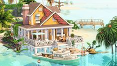 Vacation Home Sims 4, Sims 4 Ocean House, Sims 4 Costal House, Sims 4 Sulani House, Sims 4 Sulani Beach House, Sulani Beach House, Sims 4 Island Living House