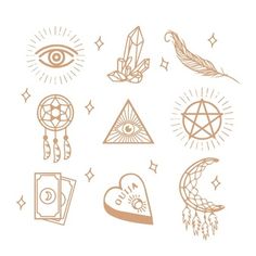 an image of tattoos and symbols on a white background