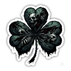 Gothic Shamrock Skulls St. Patrick's Day Sticker - Spooky digital artwork featuring a clover-shaped design with black and green skulls Gothic Symbols, Celtic Skull Design, Green Skull Tattoo, Shamrock Skull Tattoo, Gothic Stickers, Goth St Patrick's Day, Gothic Car Decals, Celtic Tattoos For Men, Skull Art Tattoo