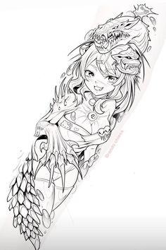 a drawing of a girl with wings on her arm