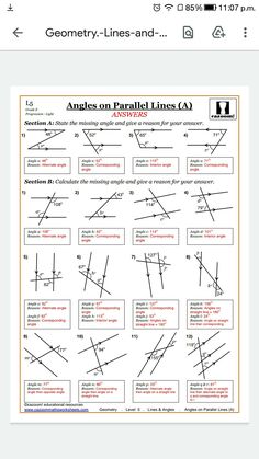 the angles on parallel lines worksheet