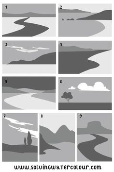 how to draw the landscape in adobe and photoshopped with different shapes, sizes and colors