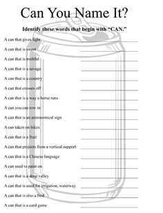 can you name it? worksheet with answers and answer sheet for grade 1