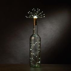 Turn your favorite wine bottle into a stunning centerpiece. These twinkling string lights include a bright starburst topper to bring an enchanting sparkle to any empty bottle. Includes 3 feet of 60 lights. Battery powered. Wine Bottle Dimensions, Twinkling String Lights, Elegant Party Decorations, Twinkle String Lights, Hand Painted Wine Bottles, Wine Bottle Design, Battery String Lights, Wine Bottle Corks, Battery Powered Light