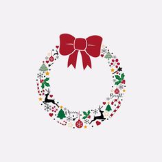 a christmas wreath with a red bow on it