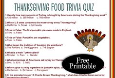 a thanksgiving food trivia quiz with an image of a turkey on it's head