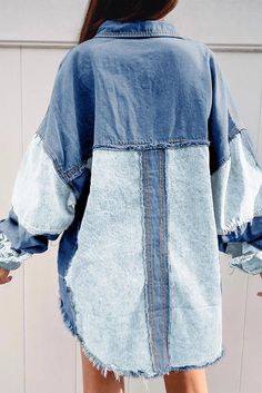 Oversized Denim Shacket. Oversize Denim Jacket, Lisa Fischer, Oversized Denim Jacket, Oversized Jacket, Patchwork Designs, Eminem, Jean Jacket, Trendy Outfits, Color Block