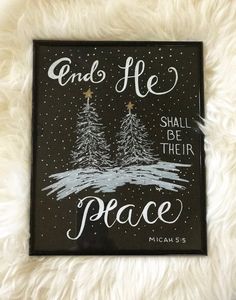 Christmas or Winter "And He Shall Be Their Peace" 8x10 hand drawn art print Winter Chalkboard Ideas, Big Chalkboard, Calligraphy Chalkboard, Chalkboard Scripture, Christmas Chalkboard Art, Chalkboard Wall Art, Kitchen Chalkboard, Random Products, Magnetic Boards