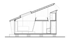 a drawing of a house that is in the shape of a roof and has stairs leading up to it